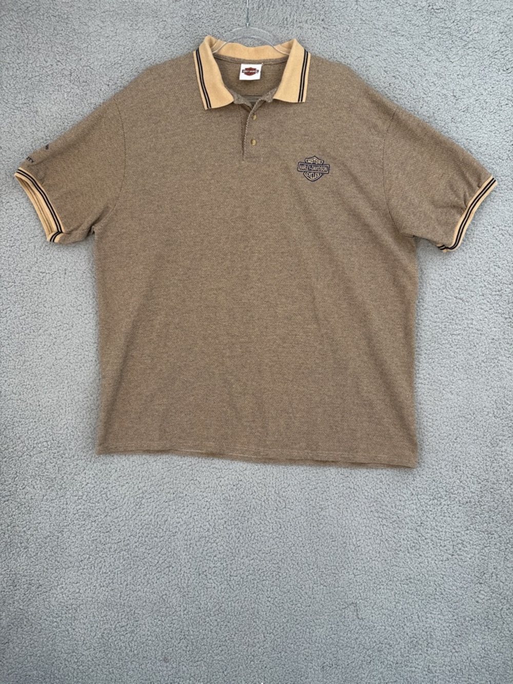 Harley-Davidson Men’s 2XL short sleeve Brown Polo Shirt embroidered logo